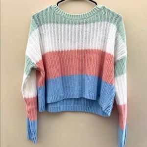 Hollister STRIPE RIBBED TEXTURED CREWNECK SWEATER